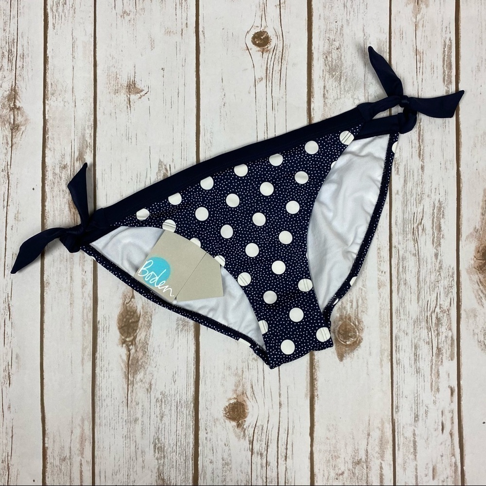 Boden Polka Dot Side Tie Bikini Bottom Size 4‎
